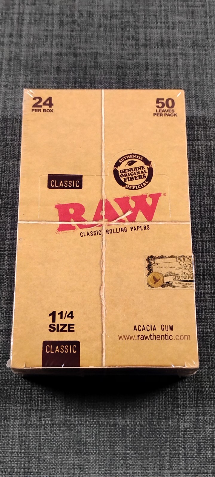 RAW CLASSIC All Natural Unrefined Hemp Rolling Papers 1 1/4in. 24pk - 1200 BOX