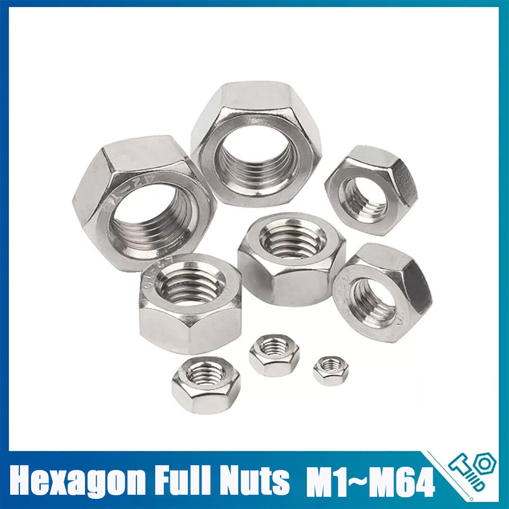 Hexagon Full Nuts A2 Grade DIN 934 304 Stainless Steel M1 M1.2 M1.4 M1.6 M2~ M64