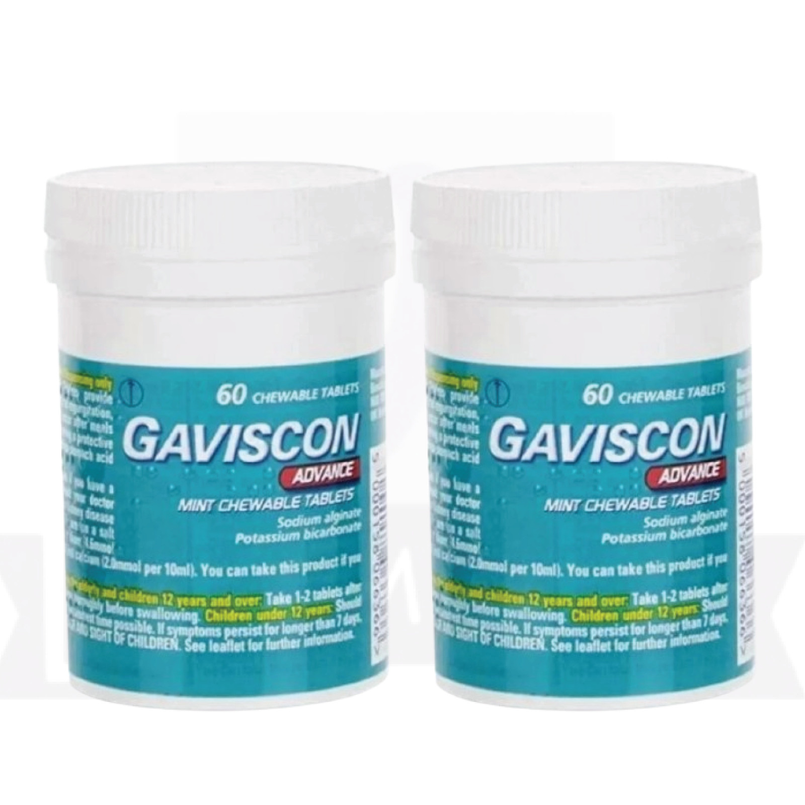 Gavscon Advance Chewable Mint Tablet 60ct- PACK OF 2-EXP-12/2027