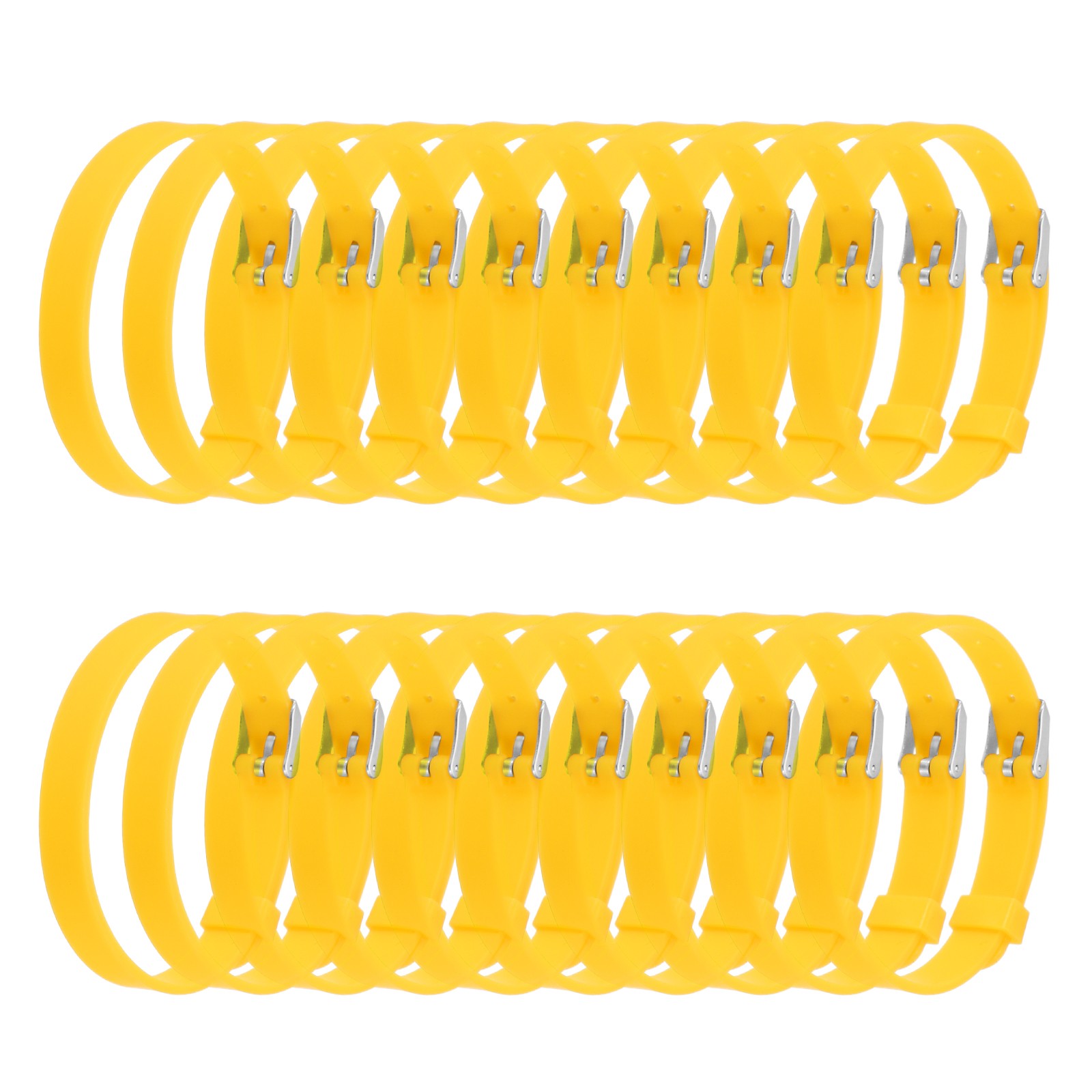 20 Pack Slide Bracelet Wristband, 8.2 x 0.3”Silicone Adjustable Bracelet, Yellow