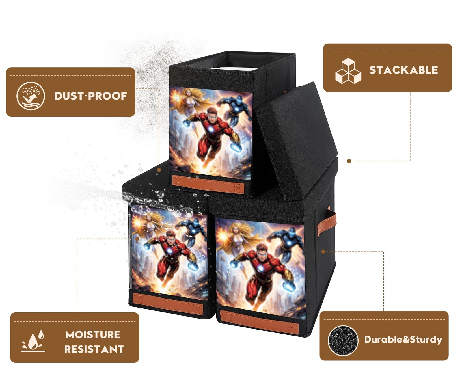 Comic Book Storage Box with Display Window, 3-Pack Collapsible Storage Case, ...