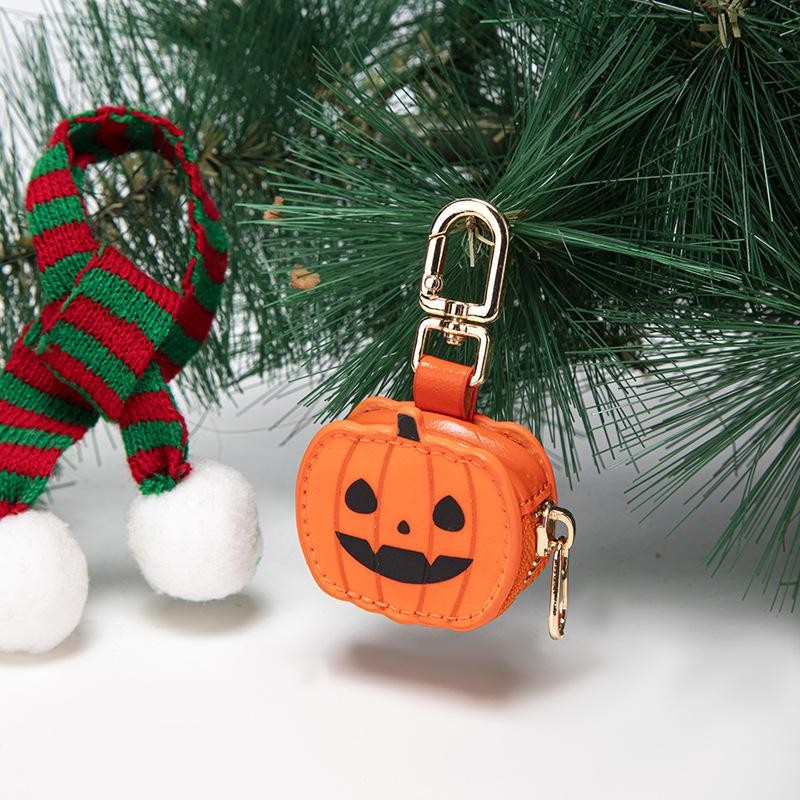 Halloween Theme Coin Purse Keychain Pumpkin/Spider Web Keyring For Bag Decor