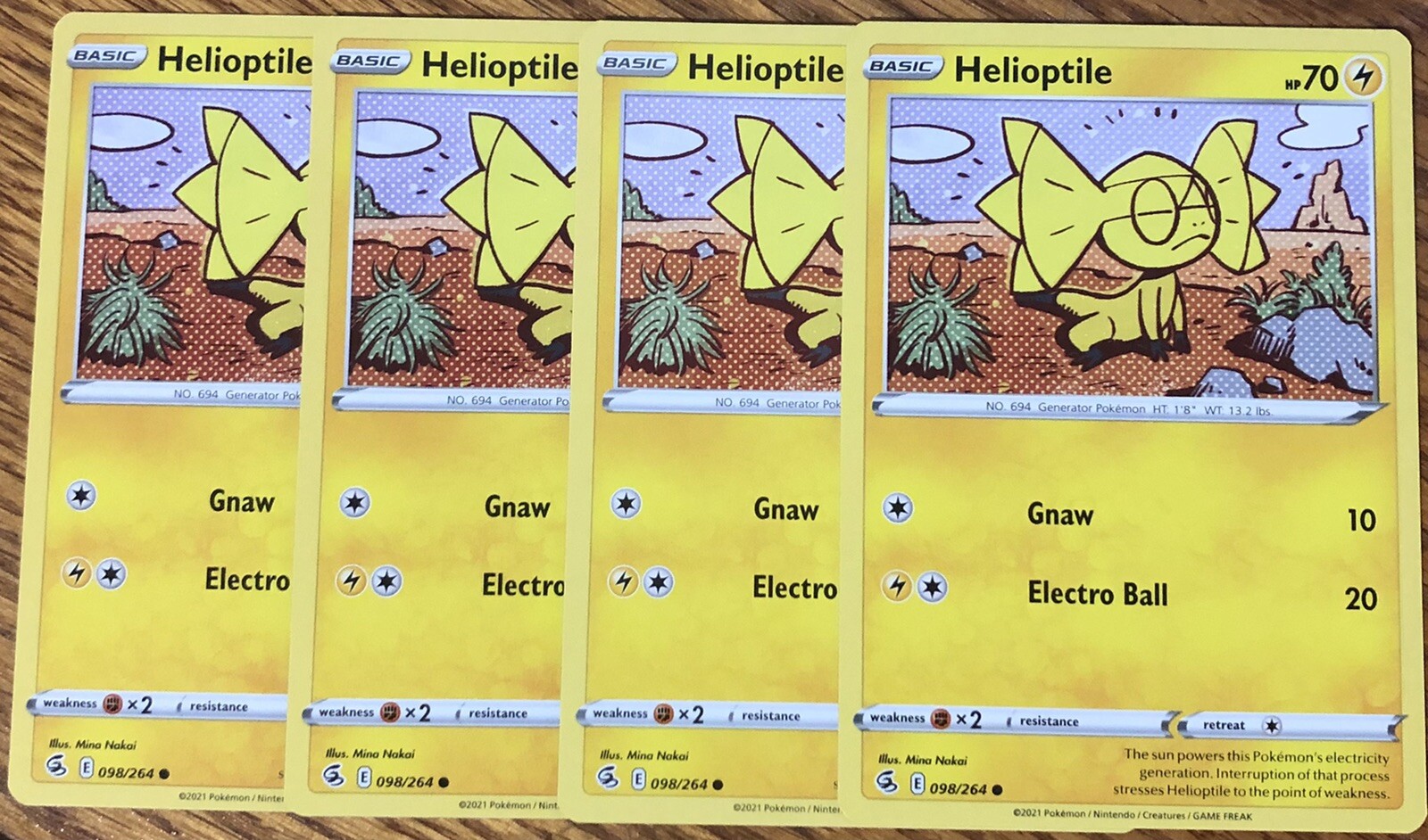 x4 Helioptile 98/264 - Fusion Strike - Common - Read Desc.