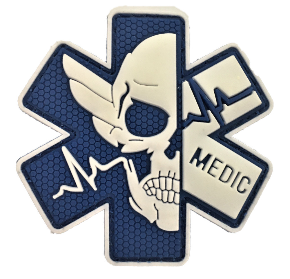 Death Skull Medic PVC Patch (Star of Life EMT Nurse Paramedic NYPD Fire P212#1