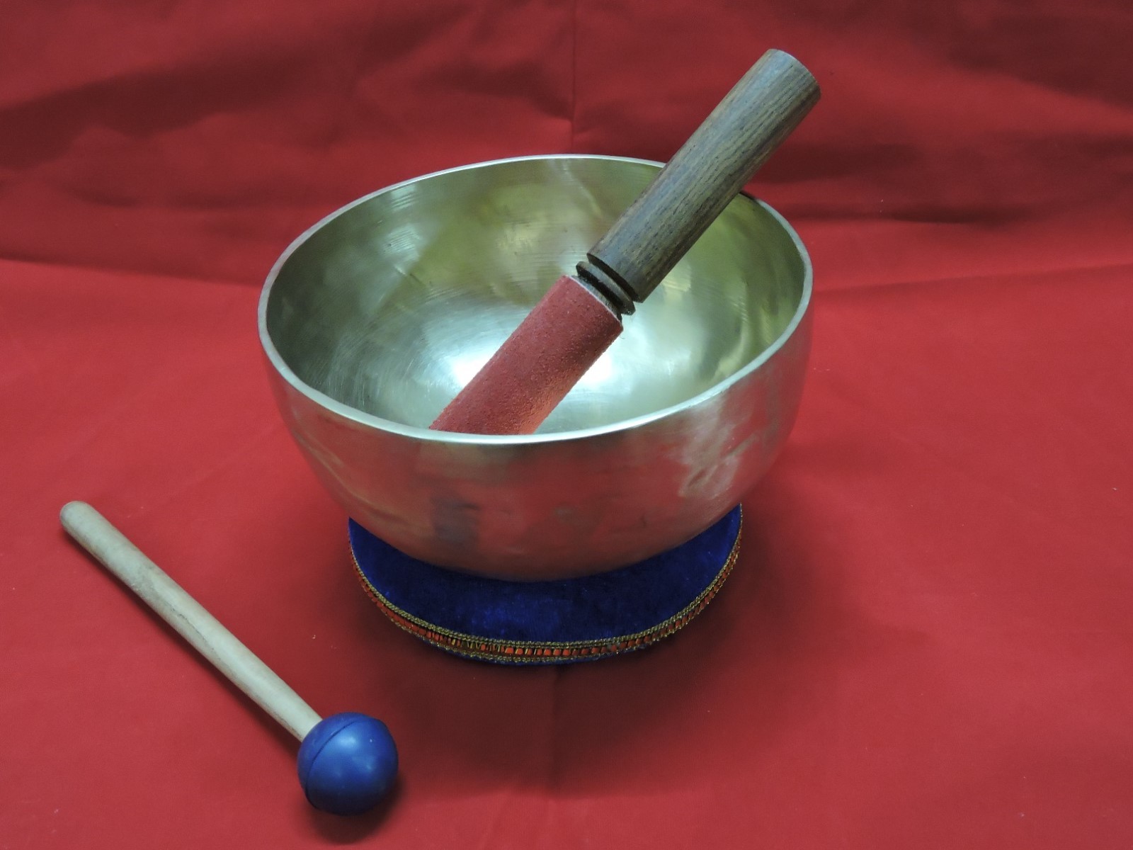 8" Hand Hammered 7 metal TIBETAN SINGING BOWL for Healing cushion+2 mallet FREE