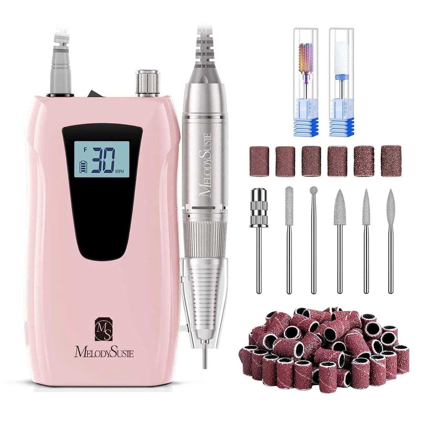 Rechargeable 30000RPM Nail Drill, Cordless E-File with 8 Bits & 50 Bands