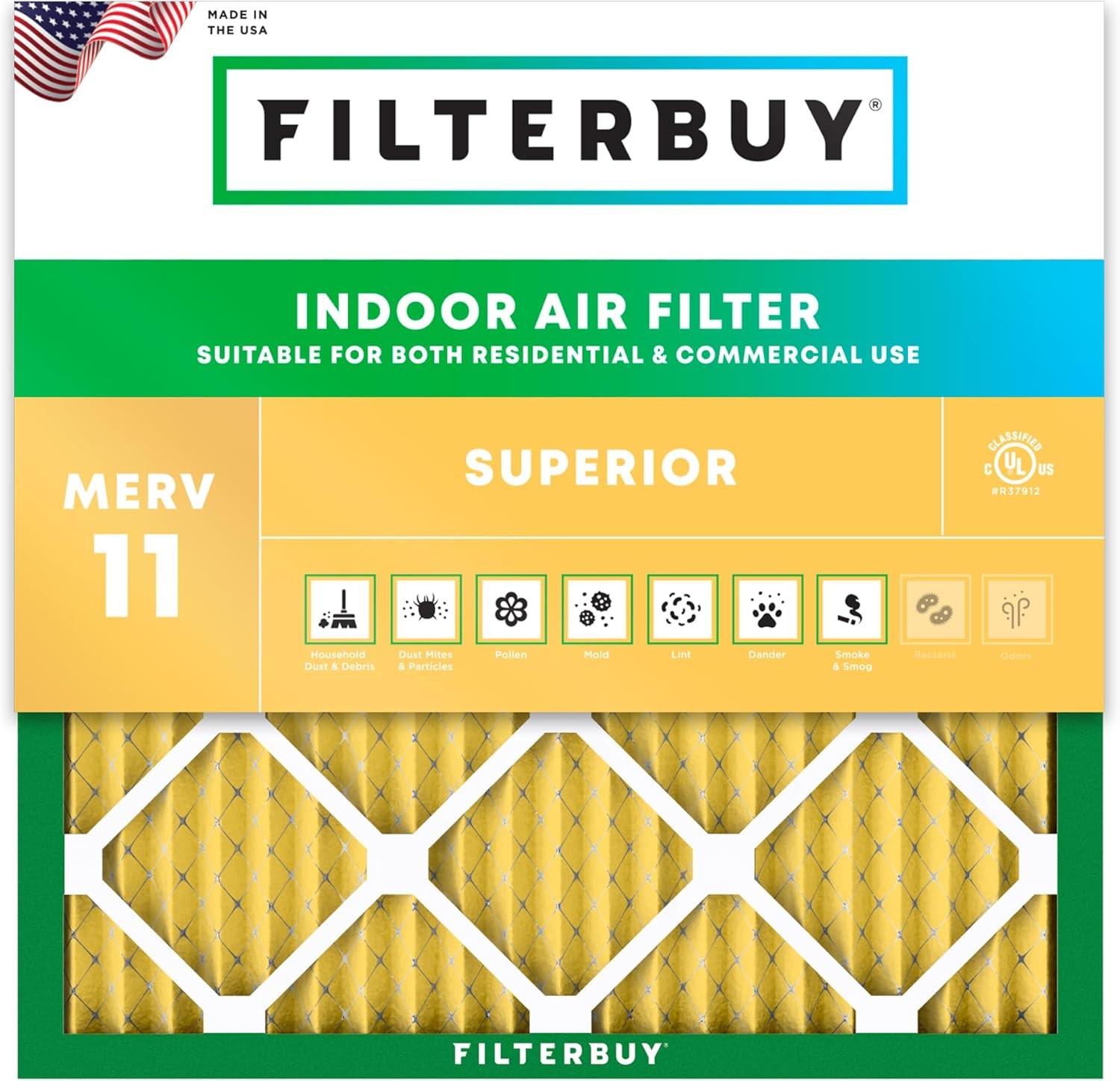Filterbuy 18x18x1 Pleated Air Filters, Replacement for HVAC AC Furnace (MERV 11)