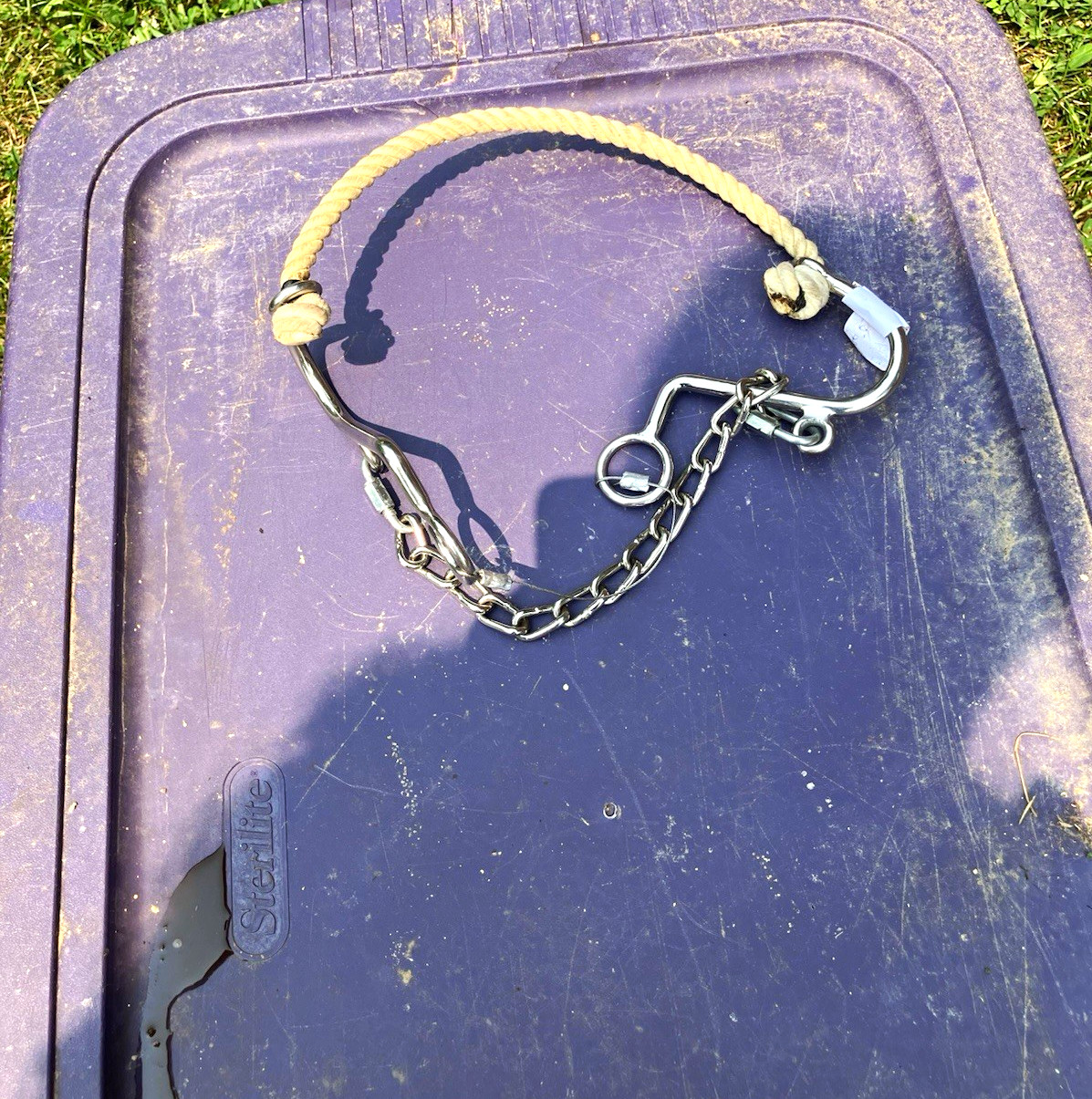 Western Chain Horse Bit w/ Rope Noseband Hackamore Style Chain Curb Strap