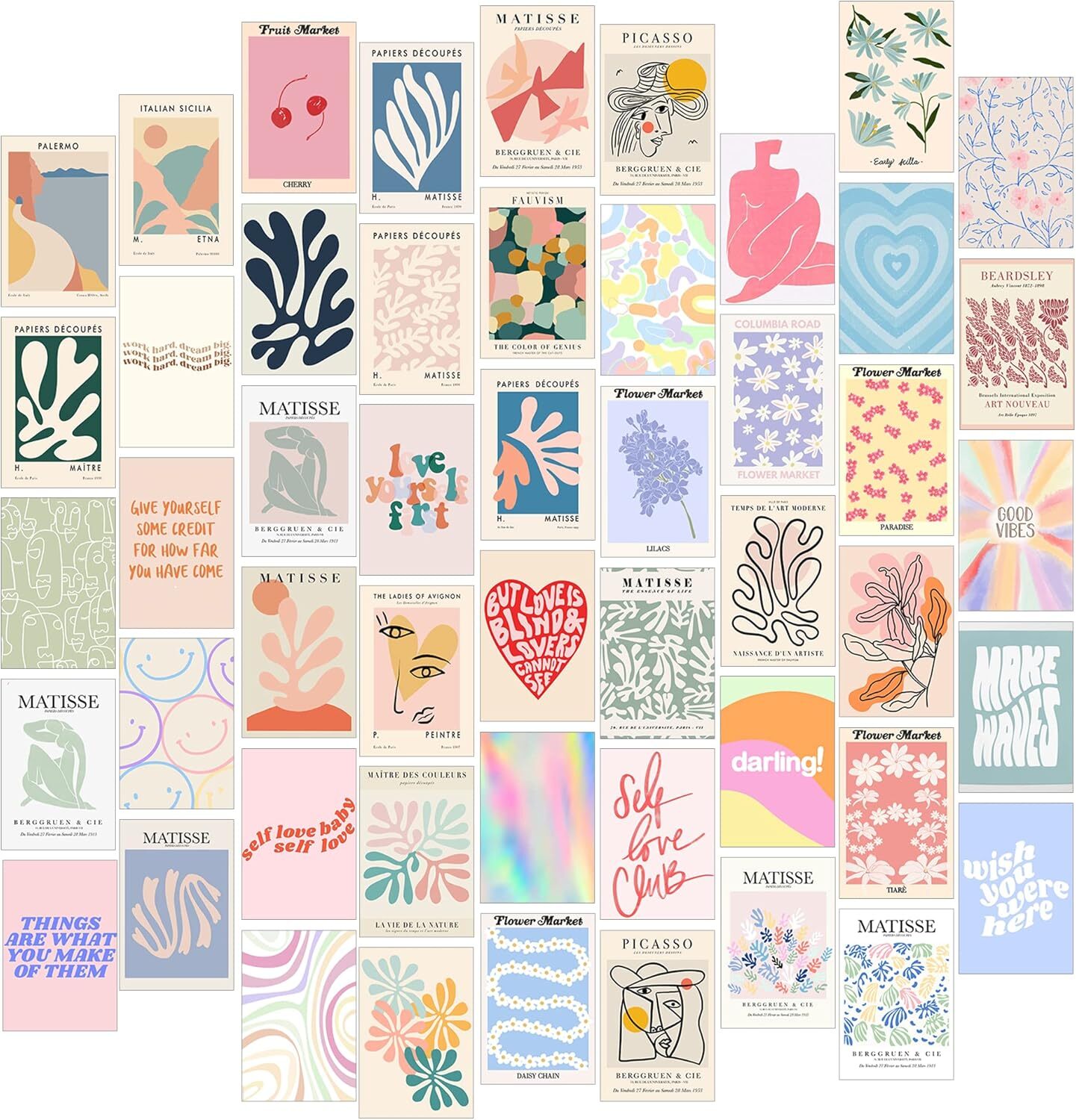 Danish Pastel Room Decor Aesthetic, 50pcs, Wall Posters for