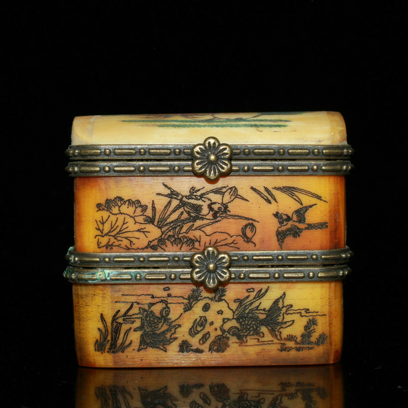 Rare Small Unique Vintage Antique Plum Jewelry Box -