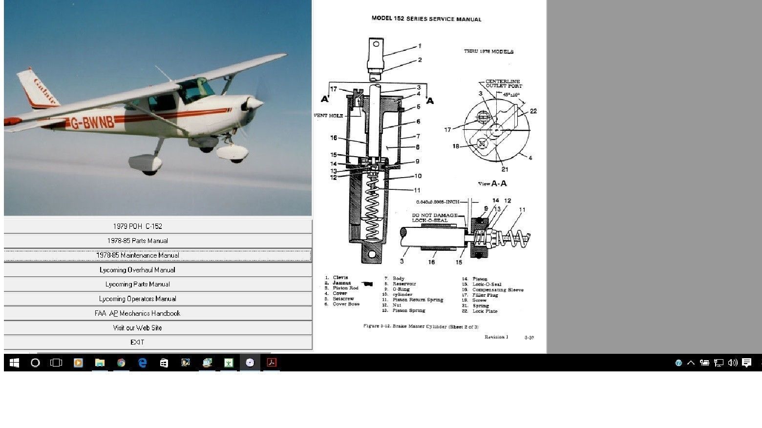 CESSNA 152 SERVICE MAINTENANCE MANUAL W A/Ds N ENGINE MANUALS