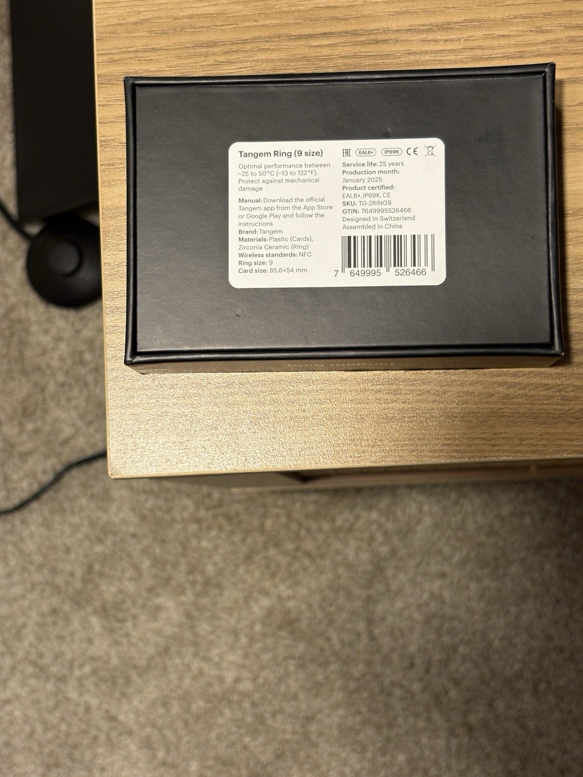 Tangem Crypto Wallet 2 Card Open Box Black w/ Ring Size 9