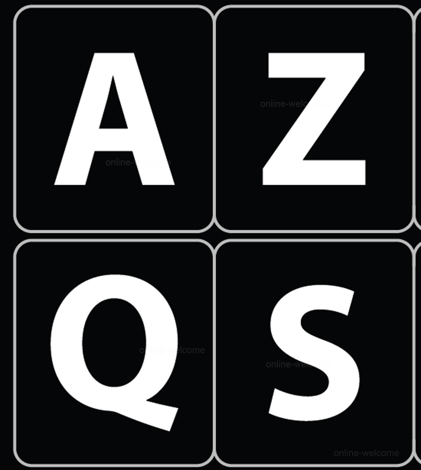 FRENCH AZERTY KEYBOARD STICKER LARGE LETTERS NON TRANSPARENT BLACK