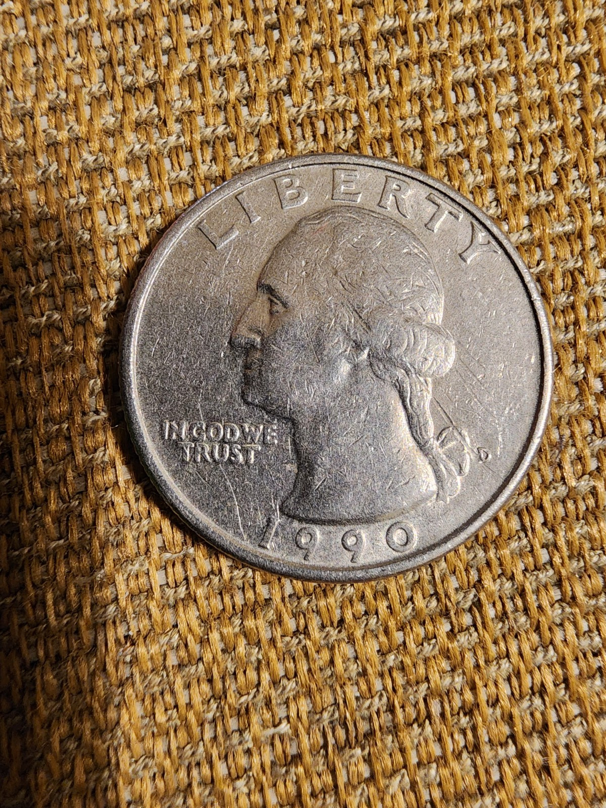 1990 D Mint Mark George Washington Quarter Double Die Error!