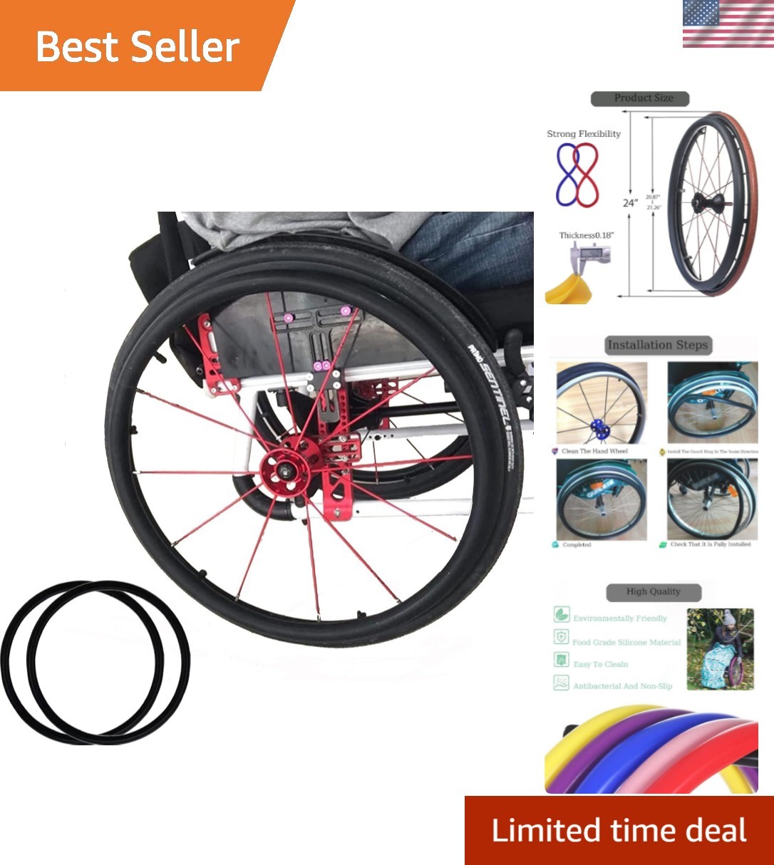 Wheelchair Cover Wheelchair Accessories 24in Wheelchair Push Rim Covers 1 Pai...
