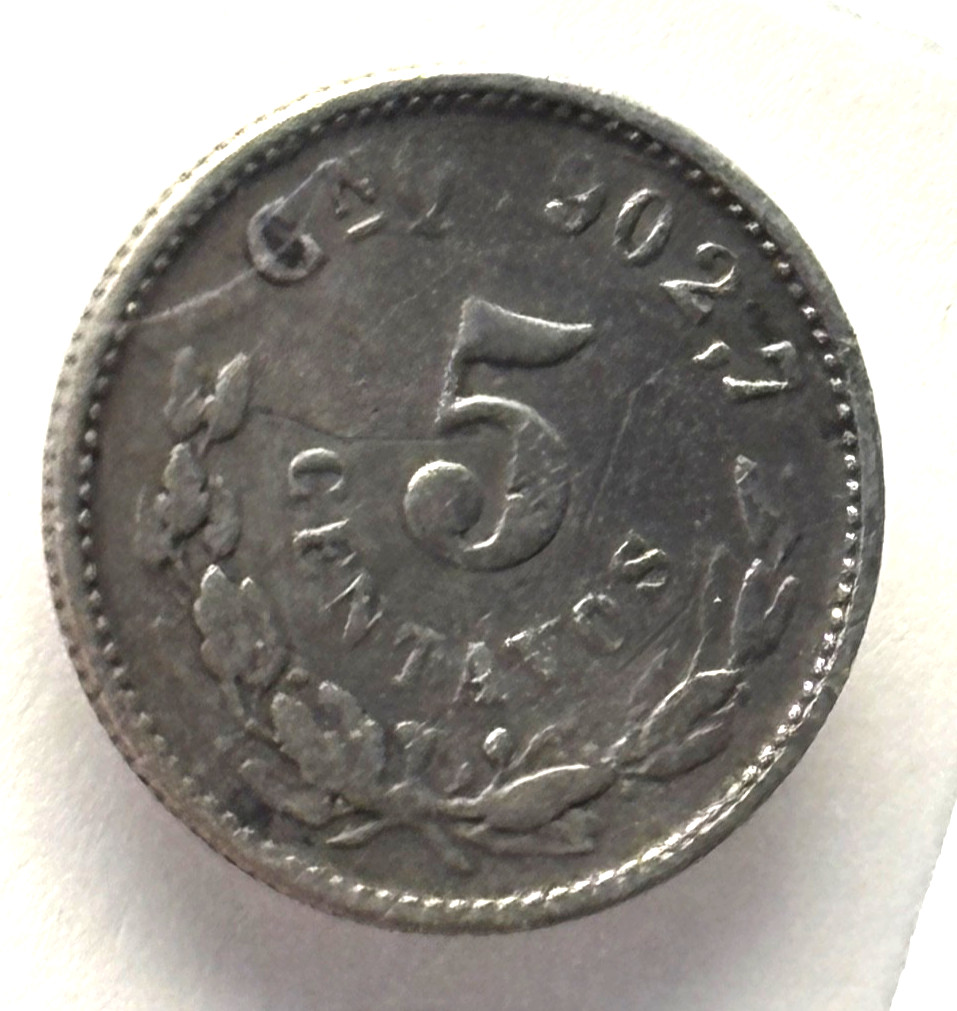 Mexico Silver Cinco Centavos 5 Cents 1900 CnQ Better Date