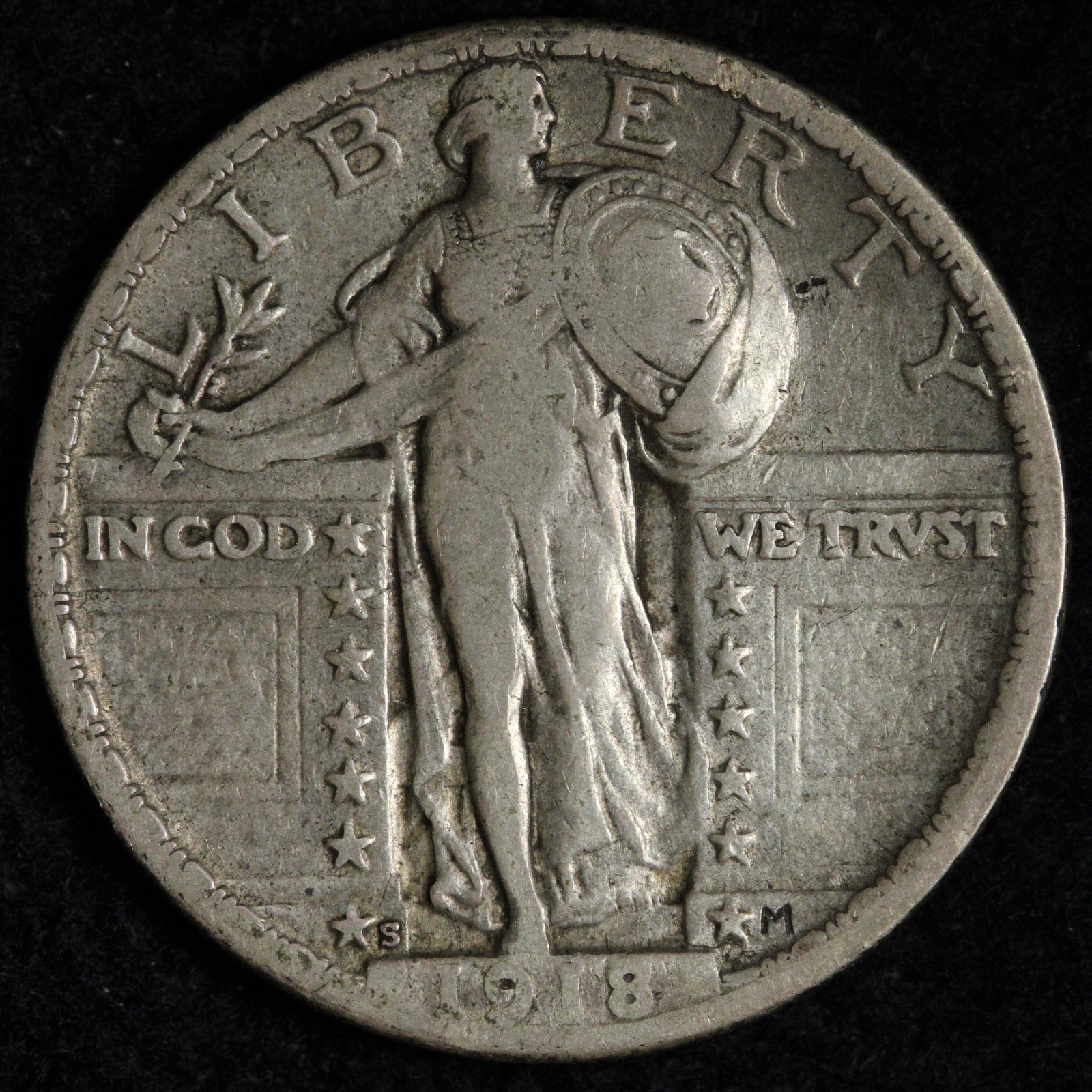 1918-S Standing Liberty Silver Quarter XF E253 SGAEW