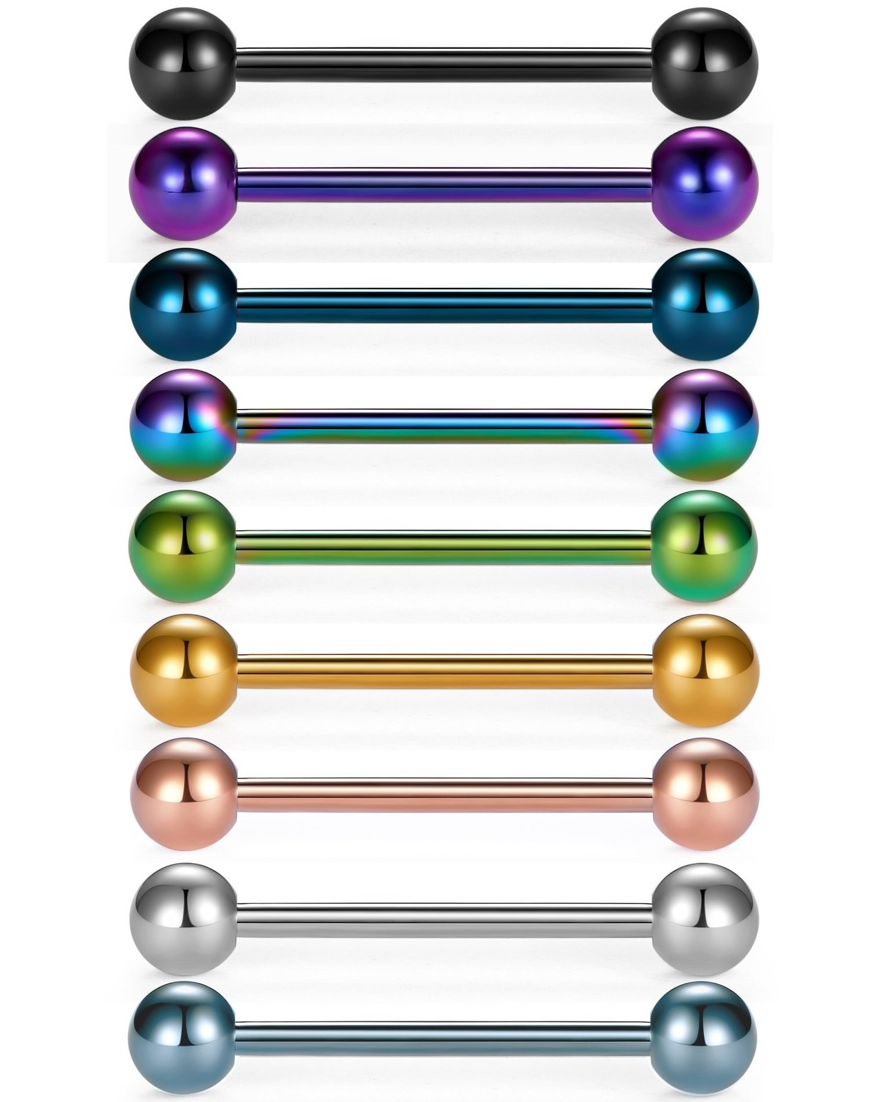 VCMART 14G Tongue Rings Nipple Straight Barbells Surgical Steel Body Piercing...