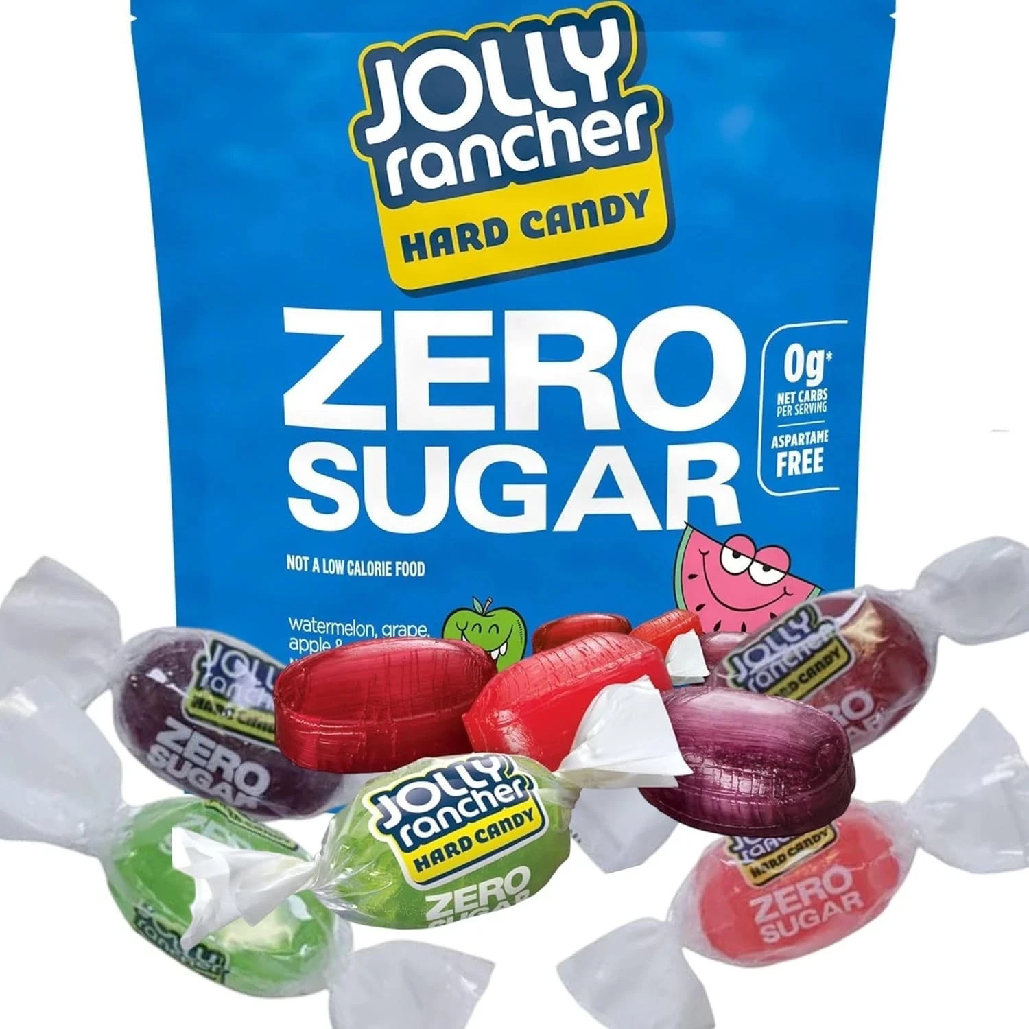 Jolly Rancher Zero Sugar Free Assorted Fruit Flavors, Bulk Hard Candy (1 Pound)