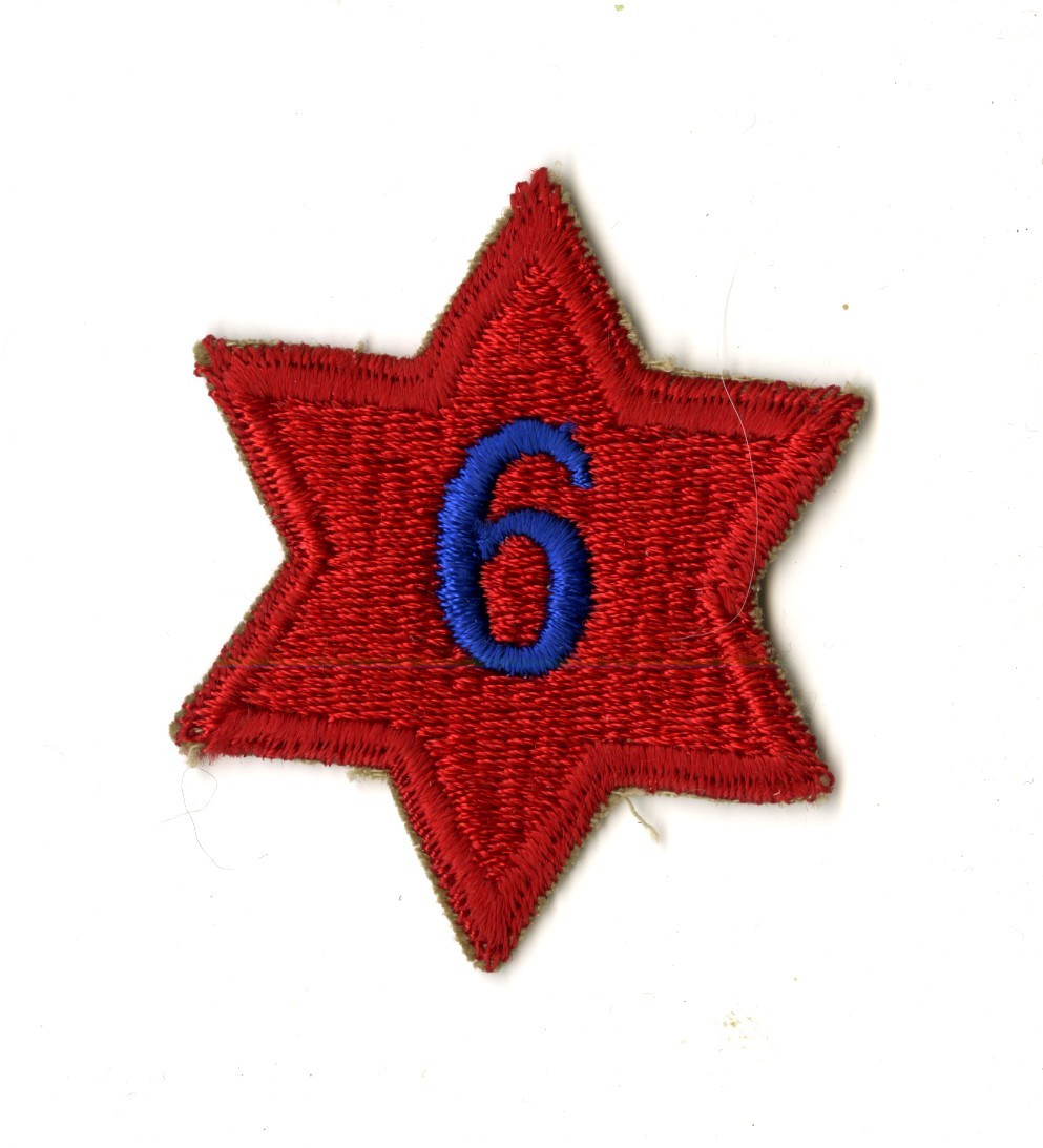6th Infantry Division White Back Patch Blue Numeral in Center