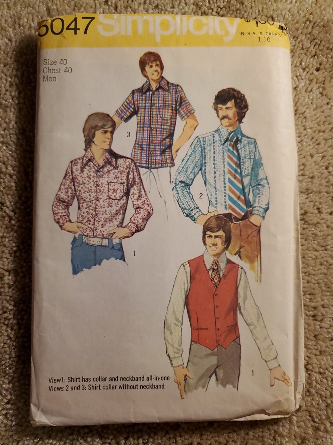Vtg Simplicity Mens Vest & Shirts Size 40 FF Pattern 5047