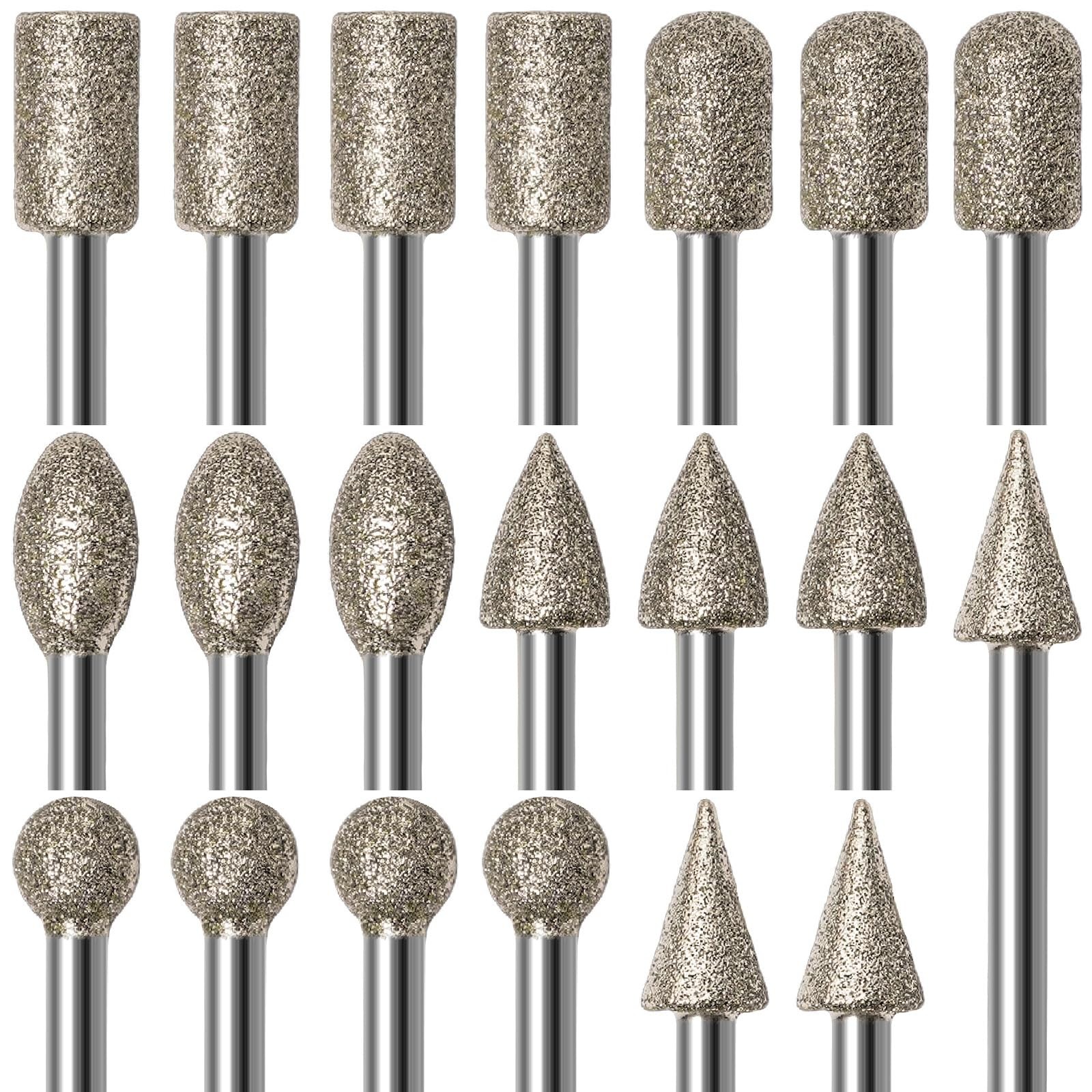 shengbenhao 20Pcs 120 Grit Diamond Grinding Bits Compatible 1/8 inch, Silver