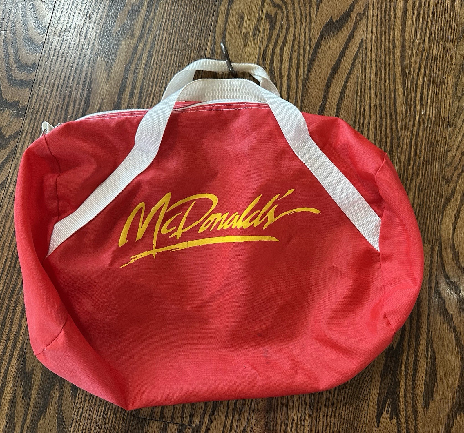 Vintage McDonalds Nylon Duffel Roll Bag Rare Red Functional No Shoulder Strap