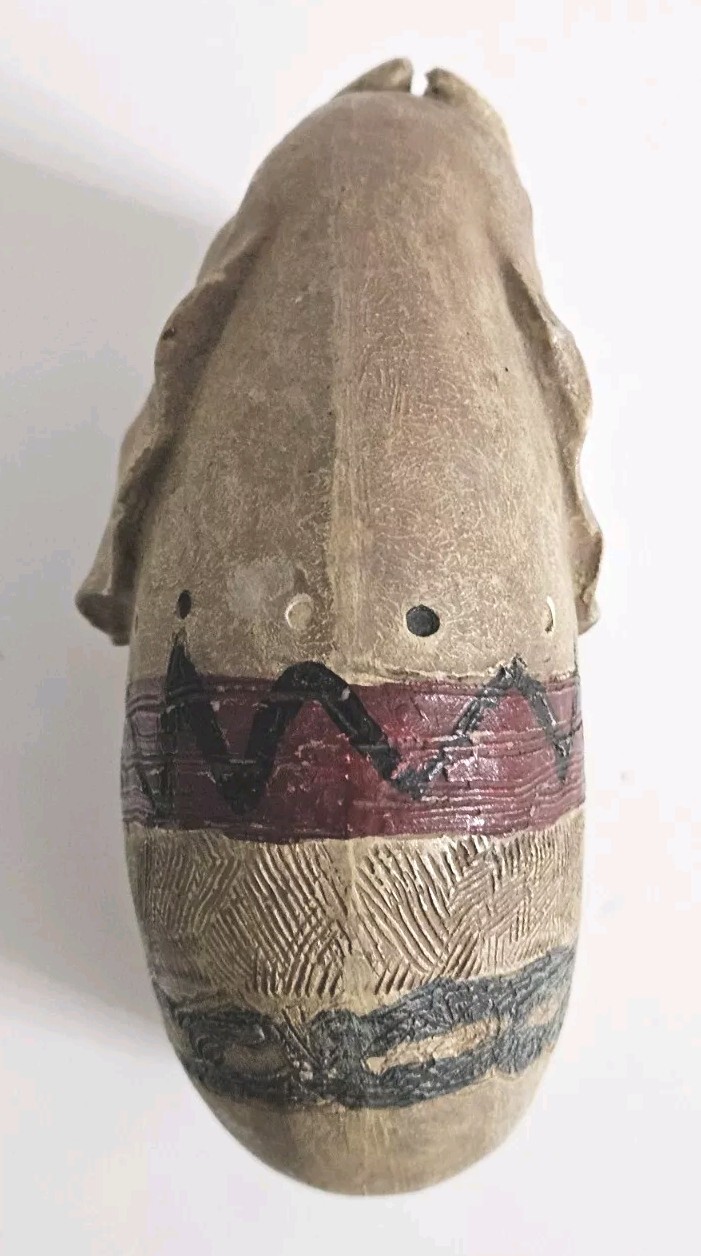African Handcrafted Wood Elephant Figurine With Tribal Patterns
