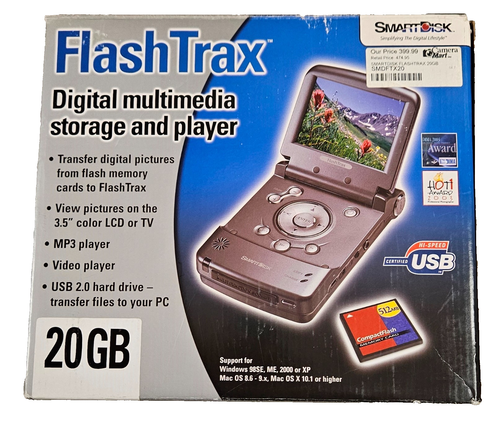 FlashTrax ~ FTX20 SmartDisk Digital Multimedia Storage & Player BUNDLE