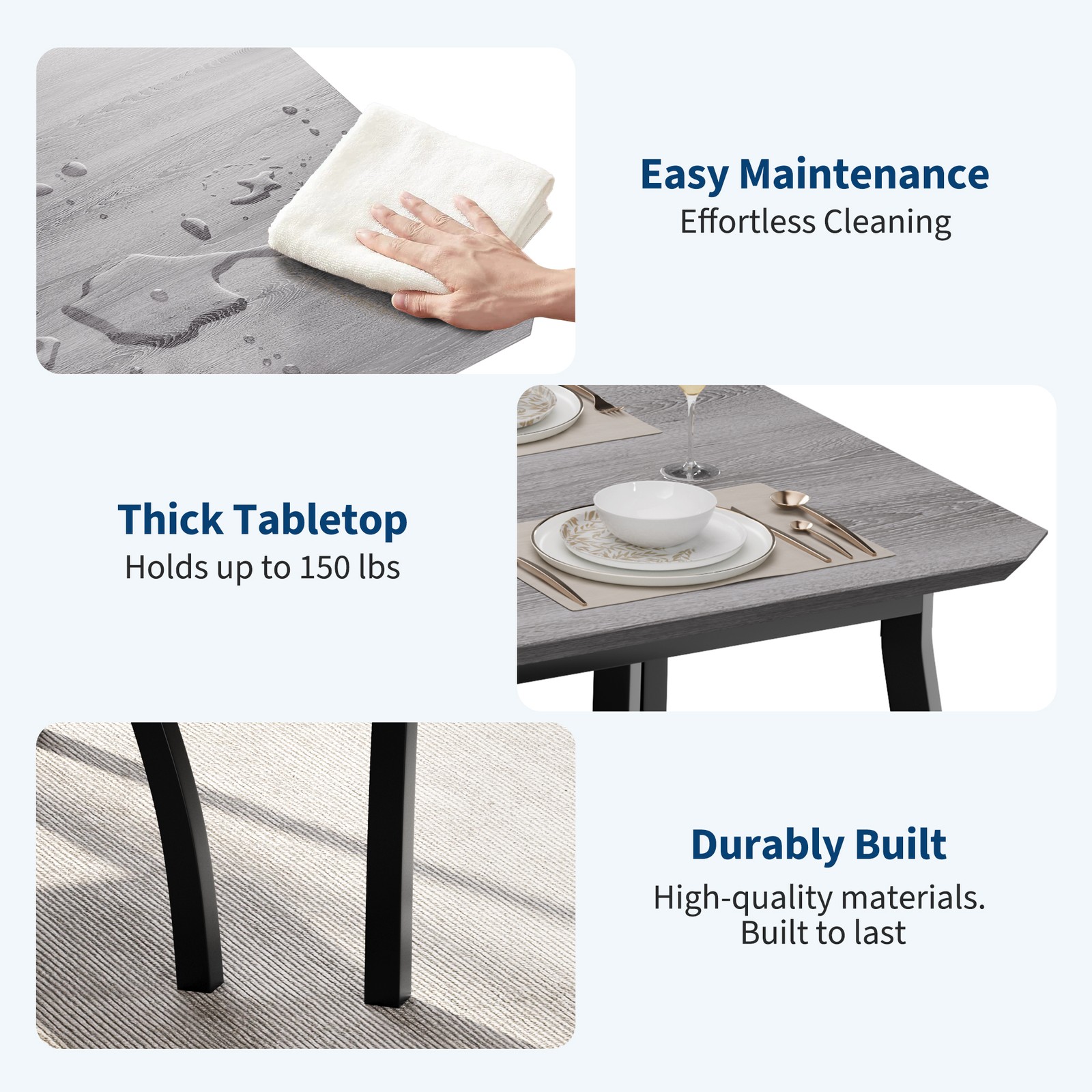 Space-Saving Dining Table Set for 4 Table 1 Upholstered Bench 2 Cushioned Chairs