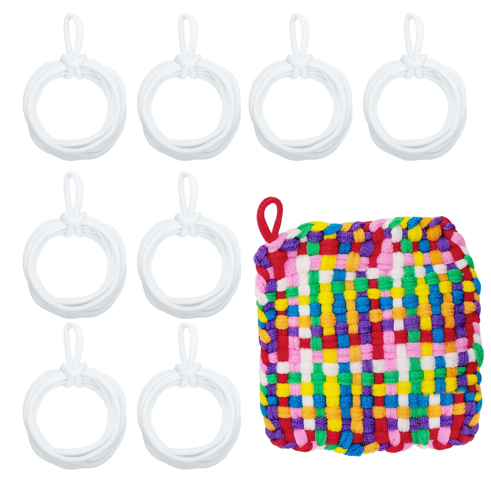 50 Pcs Potholder Loom Refill Loops, Elastic Potholder Weaving Loops, White