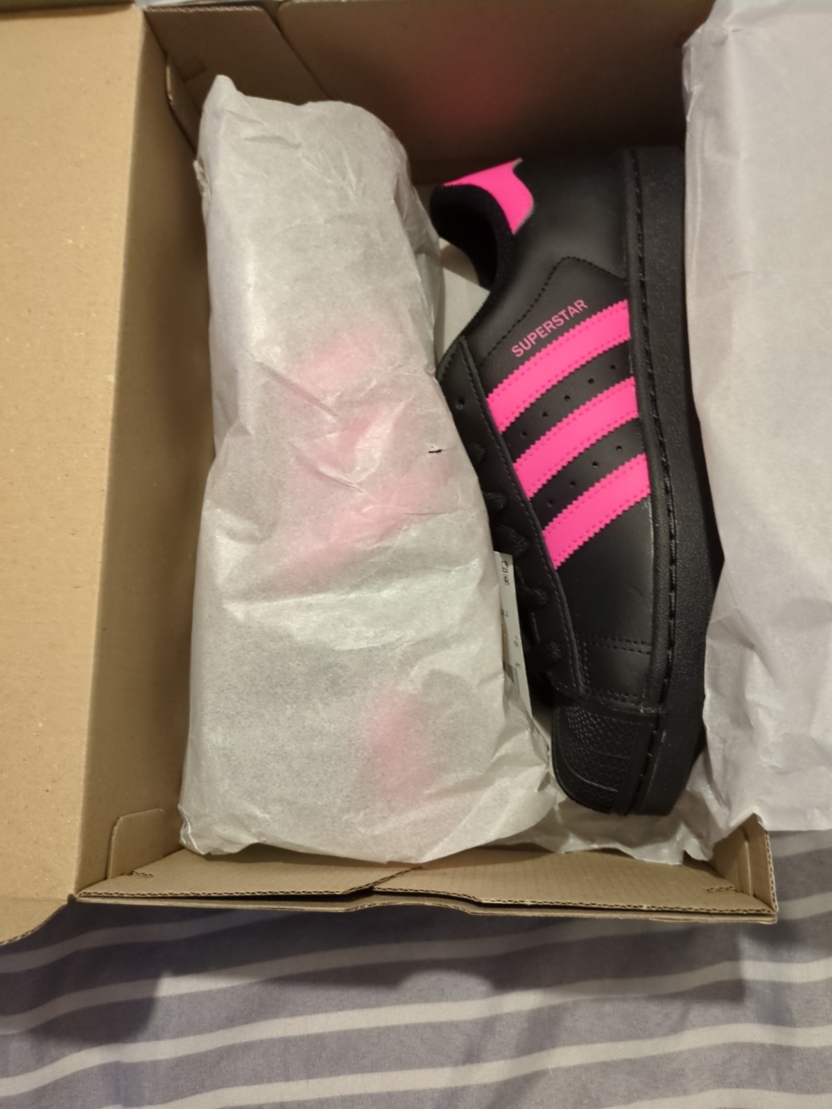 Adidas Superstar II J Black/Pink JQ0284 Grade School Size 6.5 (Women's 7.5) NWT