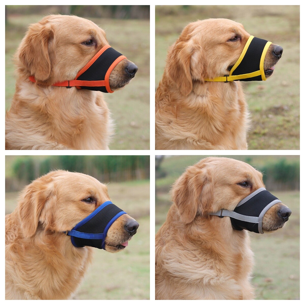 4 PCS Dog Muzzle Mouth Cover Anti Bite Barking Chewing Breathable Mesh Mask
