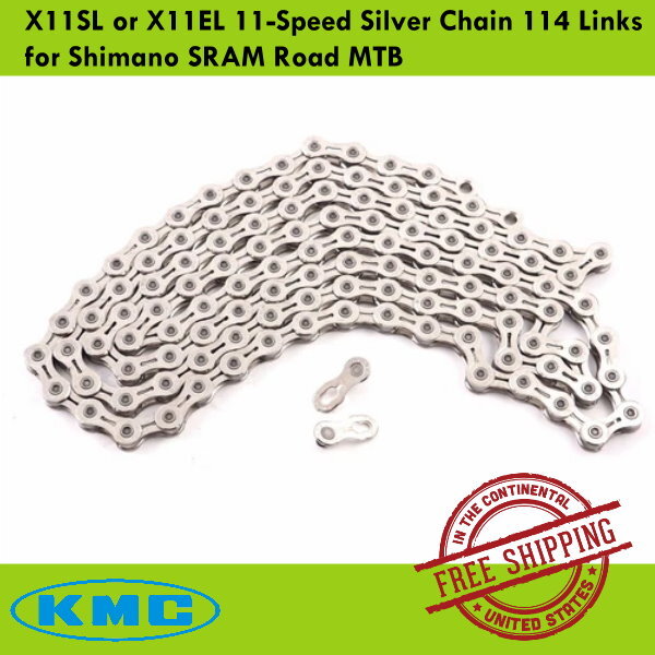 KMC X11SL or X11EL 11-Speed Silver Chain 114 Links for Shimano SRAM Road MTB