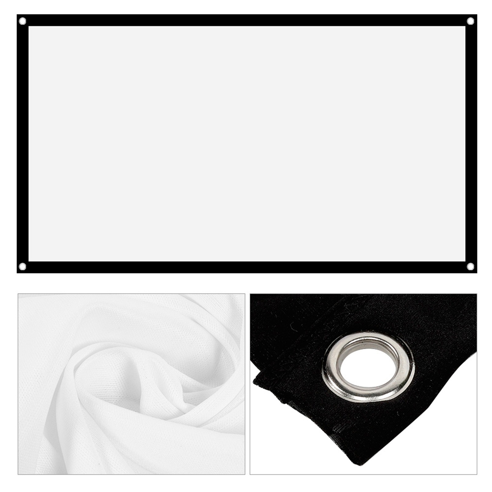 ­16:9 Thicken Non Crease Soft White Polyester Projector Curtain Projection