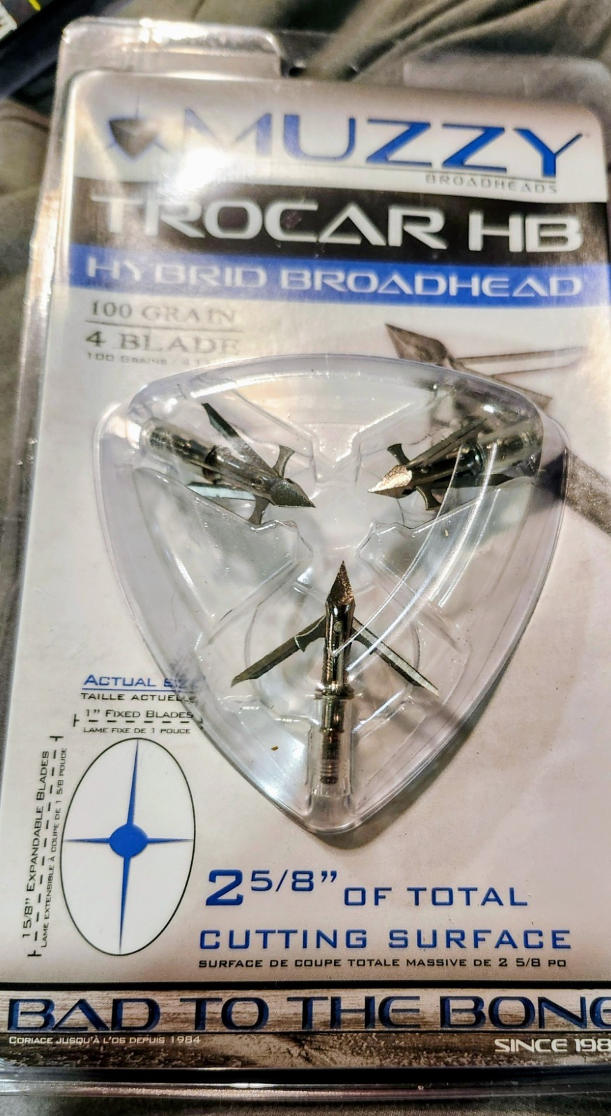 @NEW@ 2021 3pk. Muzzy Trocar HB Hybrid 100 Grain 4 Blade Broadhead! 297