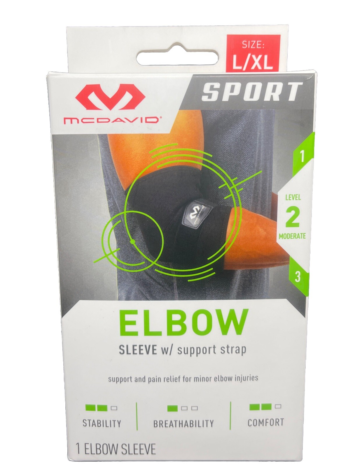 MCDAVID SPORT ELBOW COMPRESSION SLEEVE W/ SUPPORT STRAP SIZE L/XL