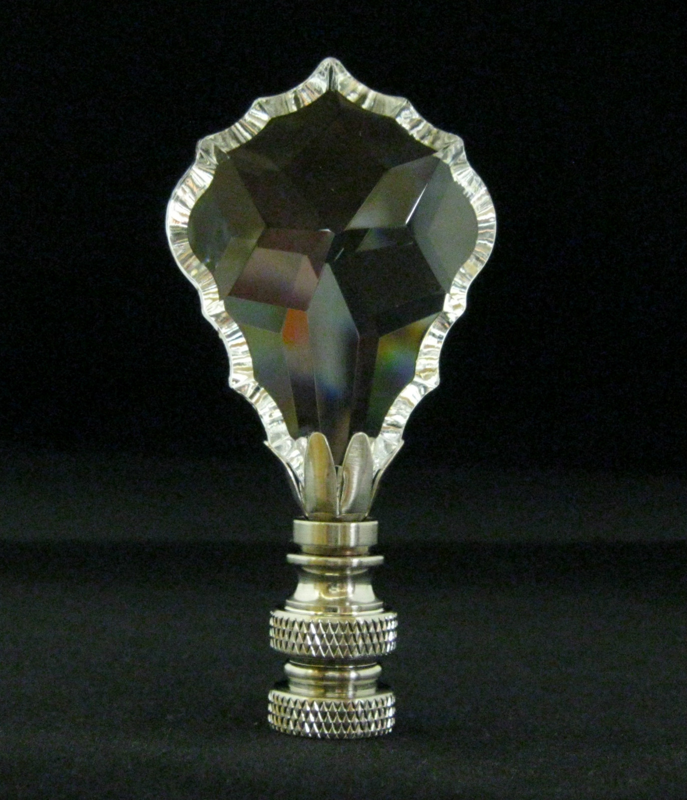 LAMP FINIAL-STUNNING 24% LEAD CRYSTAL **SATIN NICKEL BASE** (SMALL)-FS
