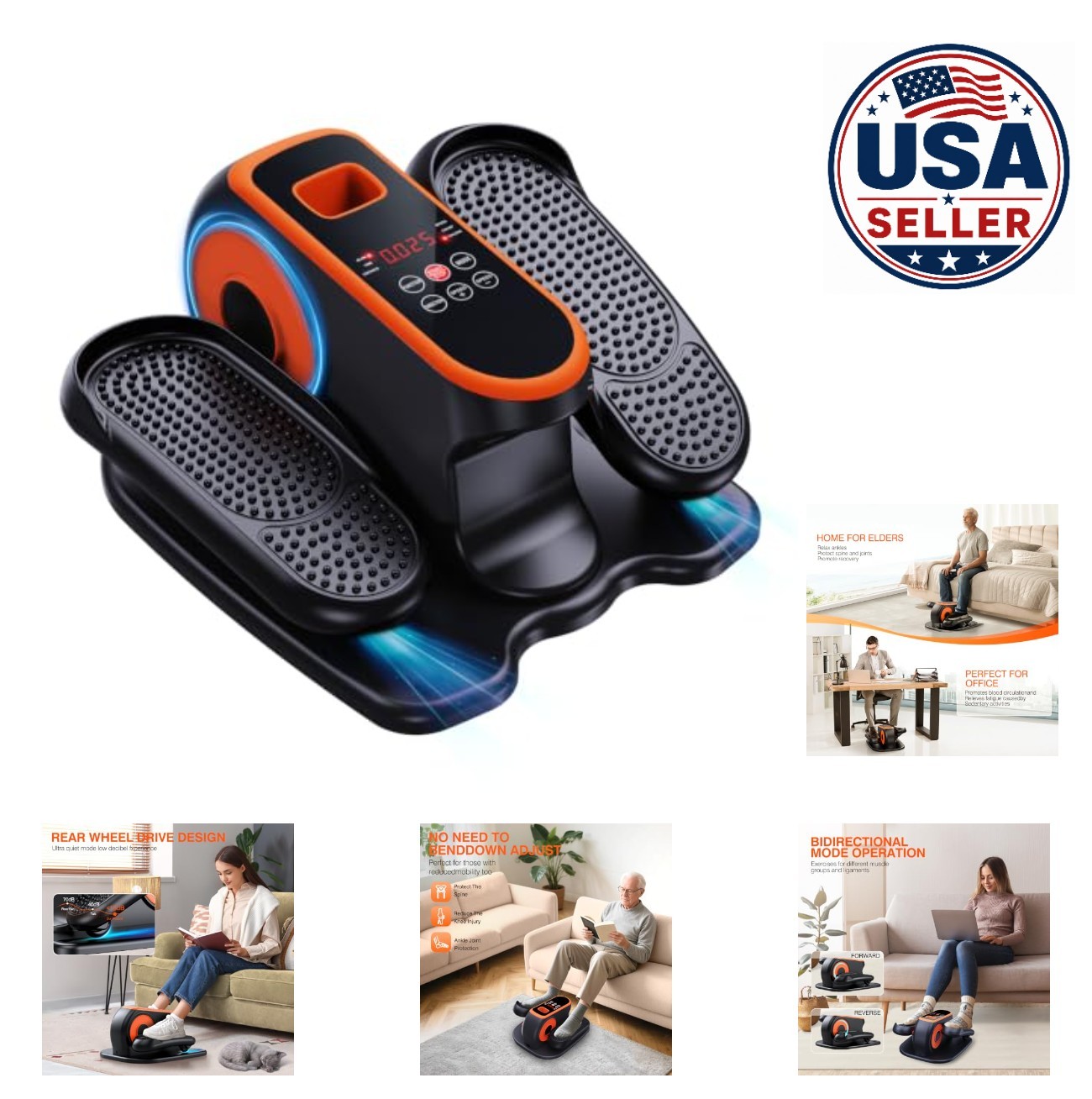 Under Desk Elliptical Machine Electric Leg Exerciser 12 Speeds Remote Control