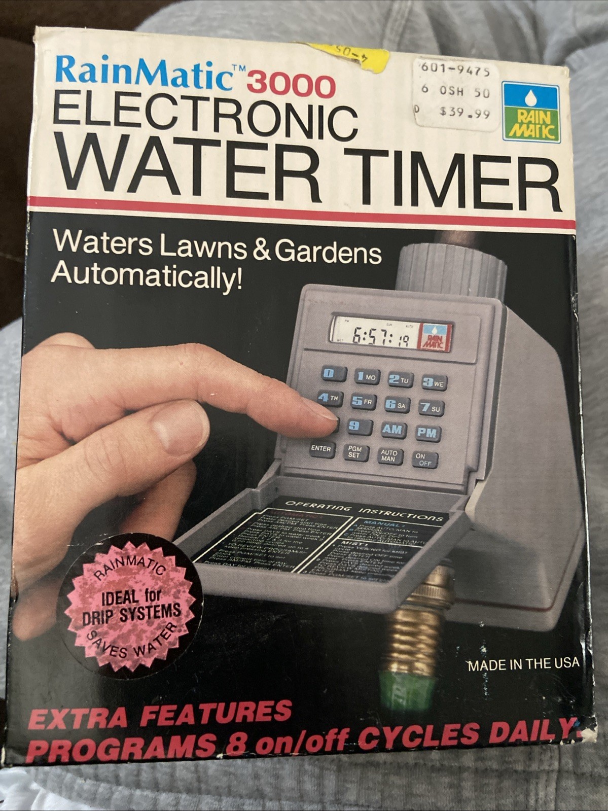 3000 Electronic Water Timer 4 Cycles Made in USA Open Box Irrigation