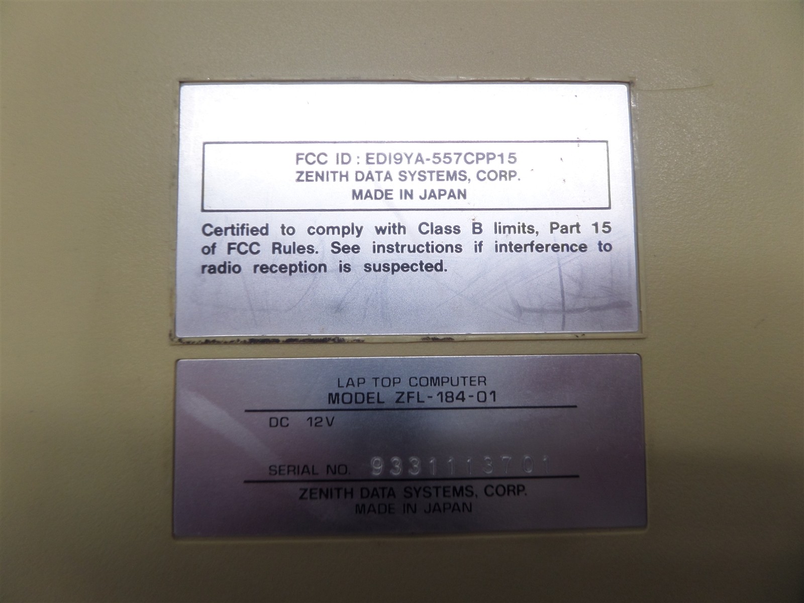 Vintage Zenith Data Systems ZFL-184-01 Laptop - Disk Error