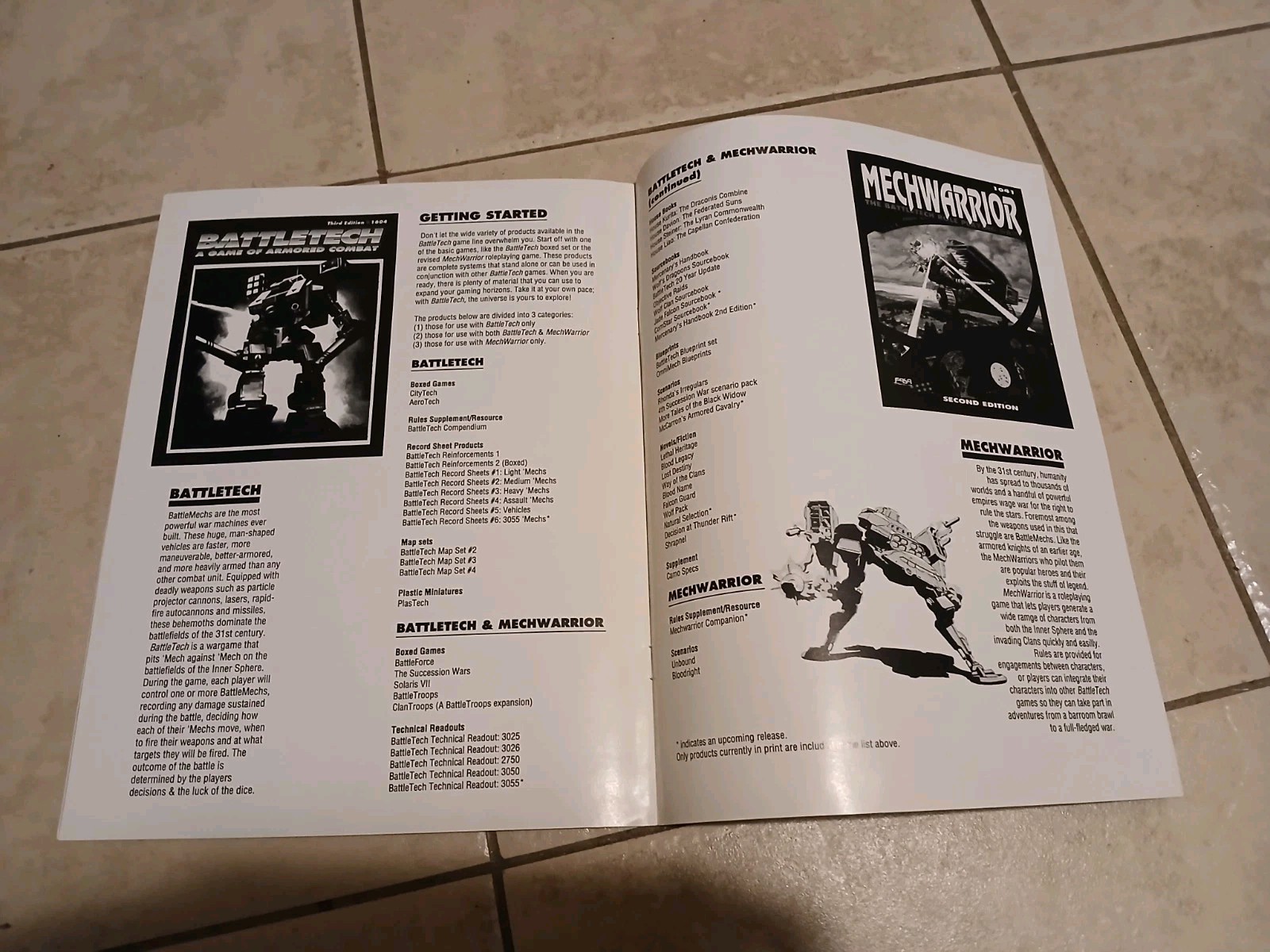 1990,1992,1993 Battletech Update Brochures Ex-MT
