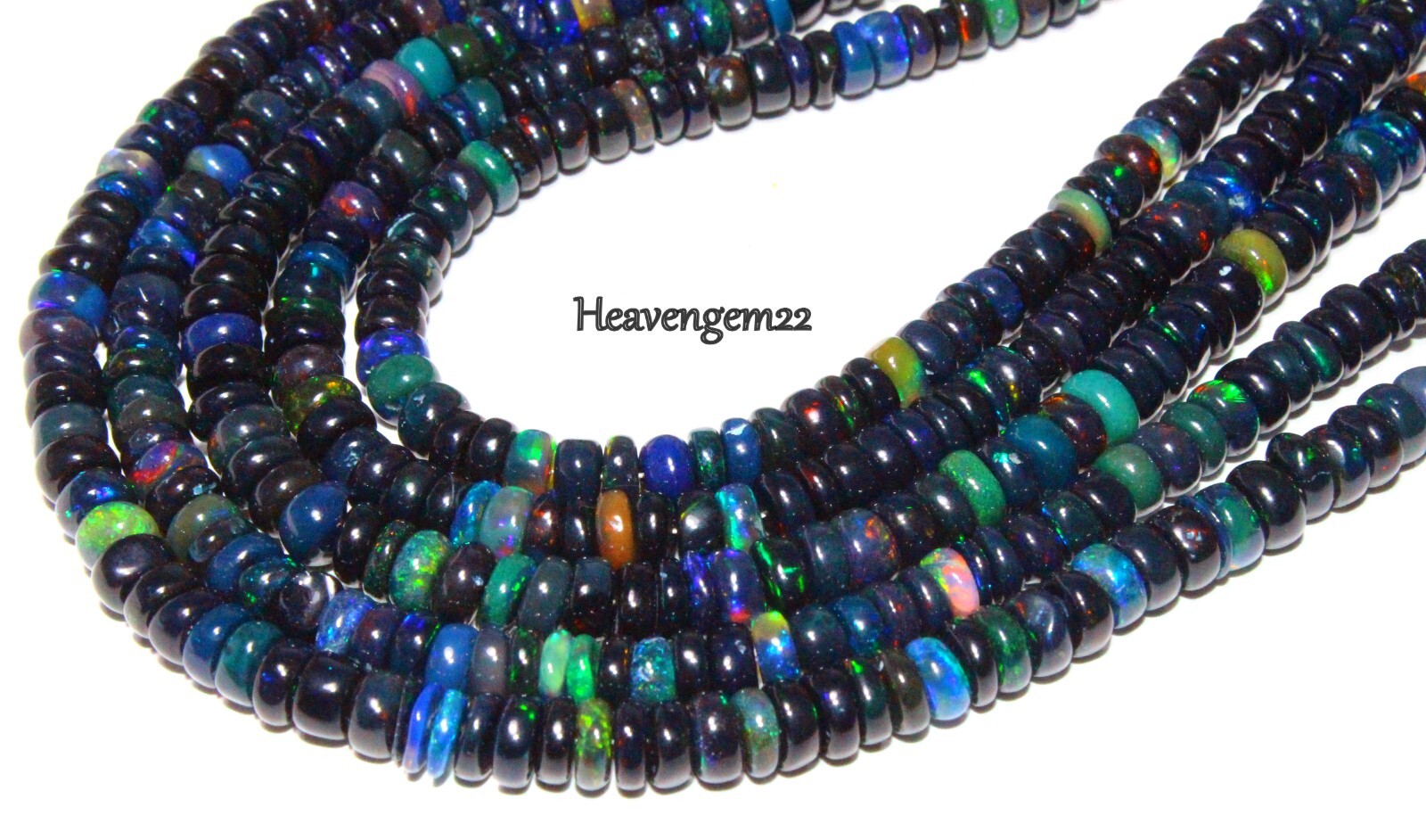 AAA Ethiopian Black Opal Smooth Rondelle Gemstone Beads Jewelry Making