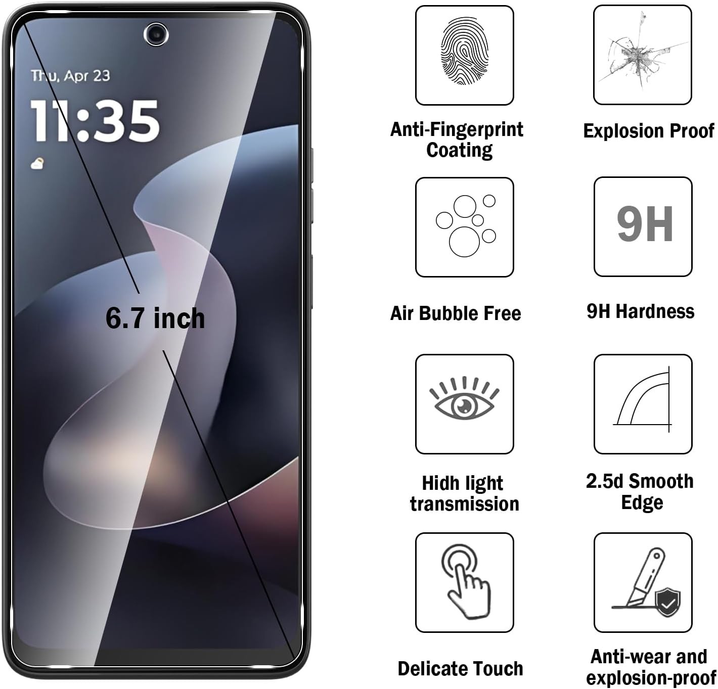 2+2 Pack for Moto G 2026/2025 Screen Protector with Camera Lens Protector