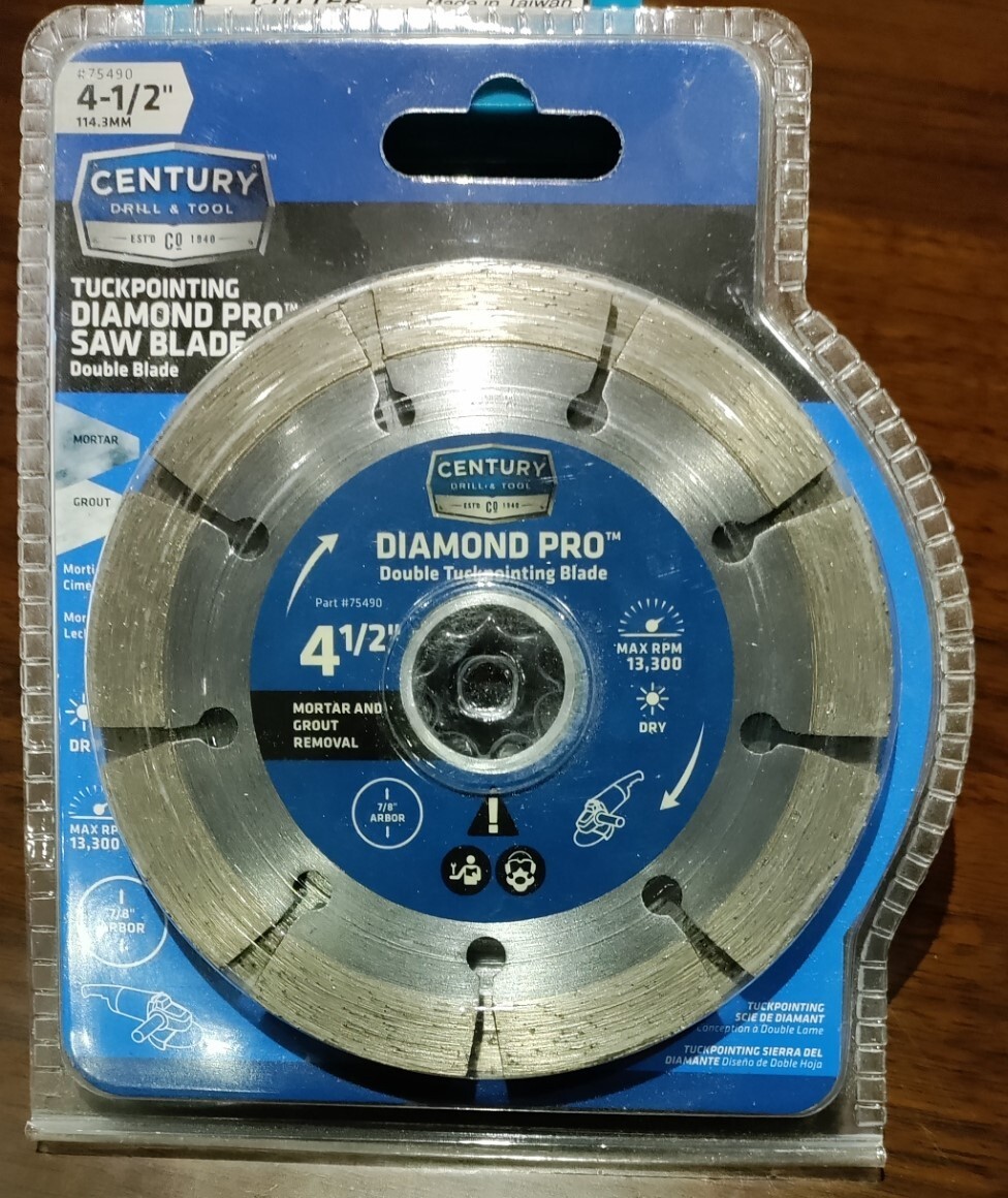 New Century 4-1/2" tuckpointing diamond blade, 7/8" arbor