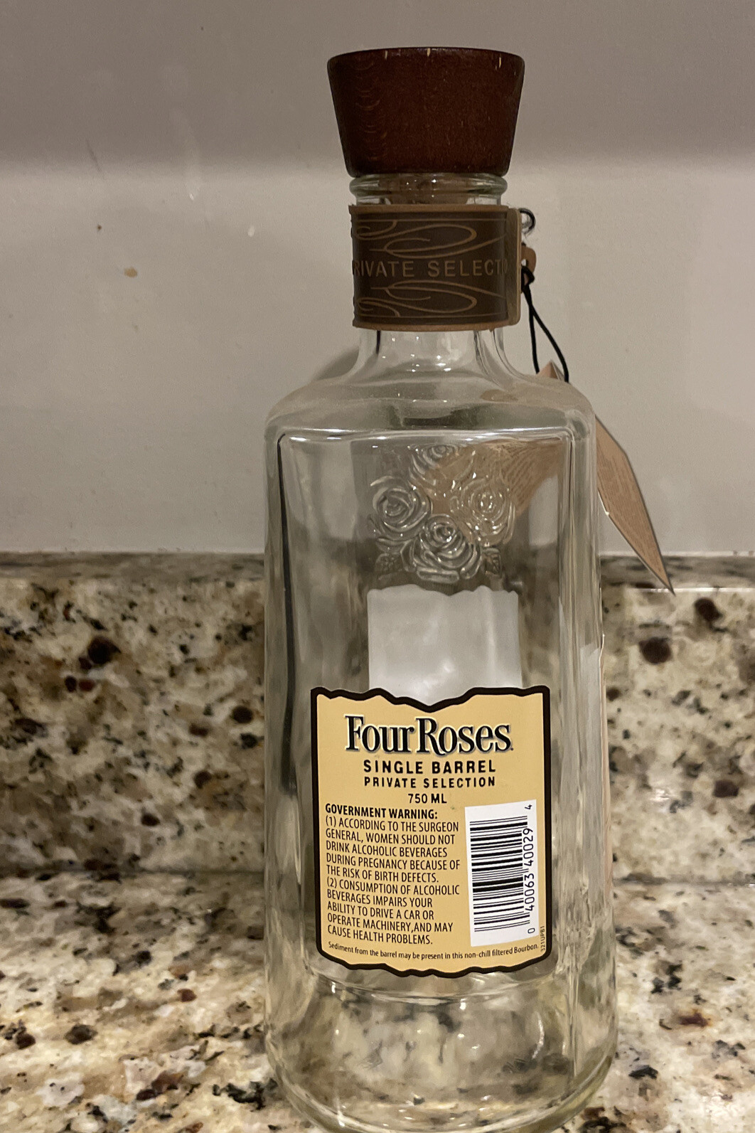 Four Roses Single Barrel Barrel Strength Private Selection OESQ (empty)