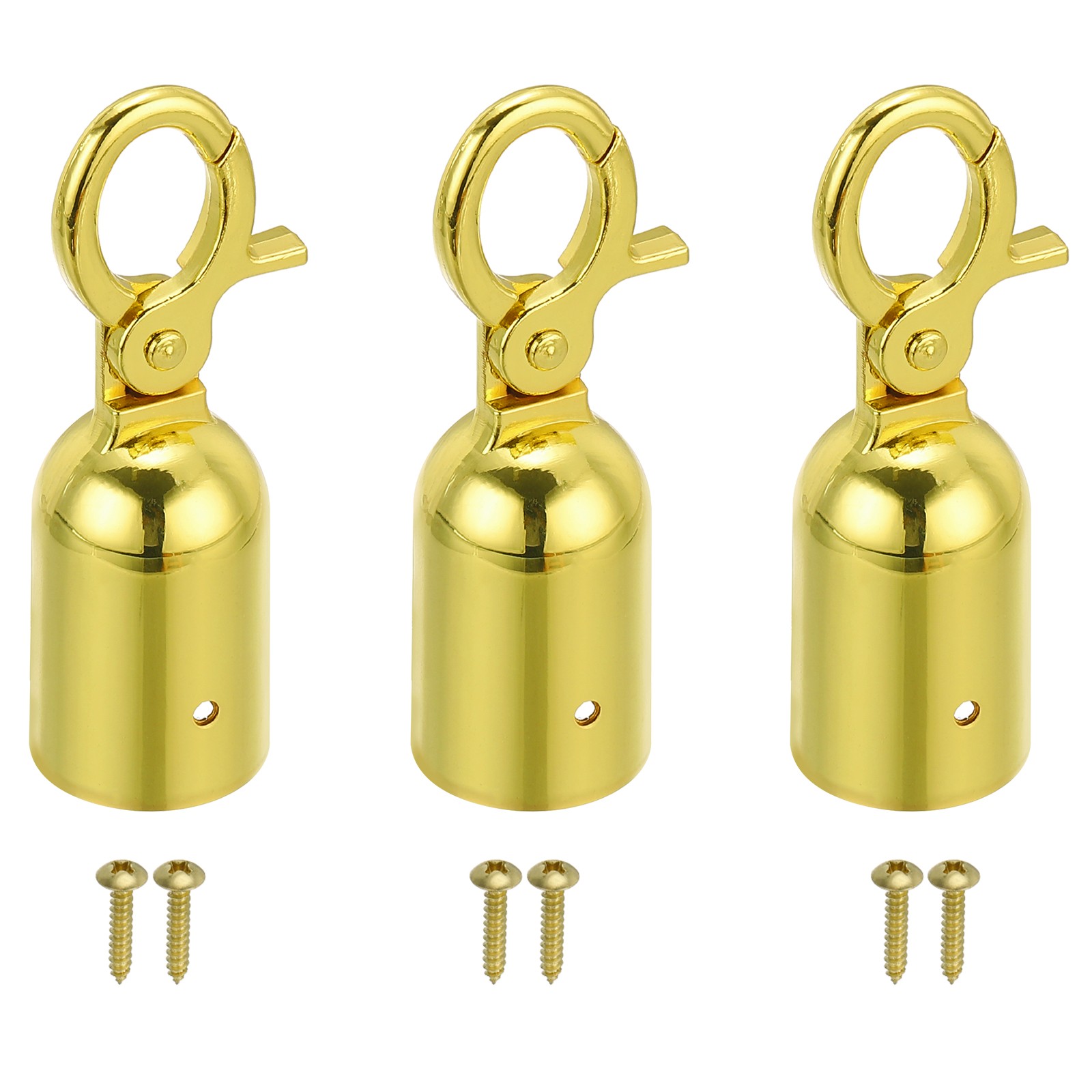 3PCS 1.3"x3.7" Stanchion Rope End Stopper Cord End Caps Barrier Rope End Golden