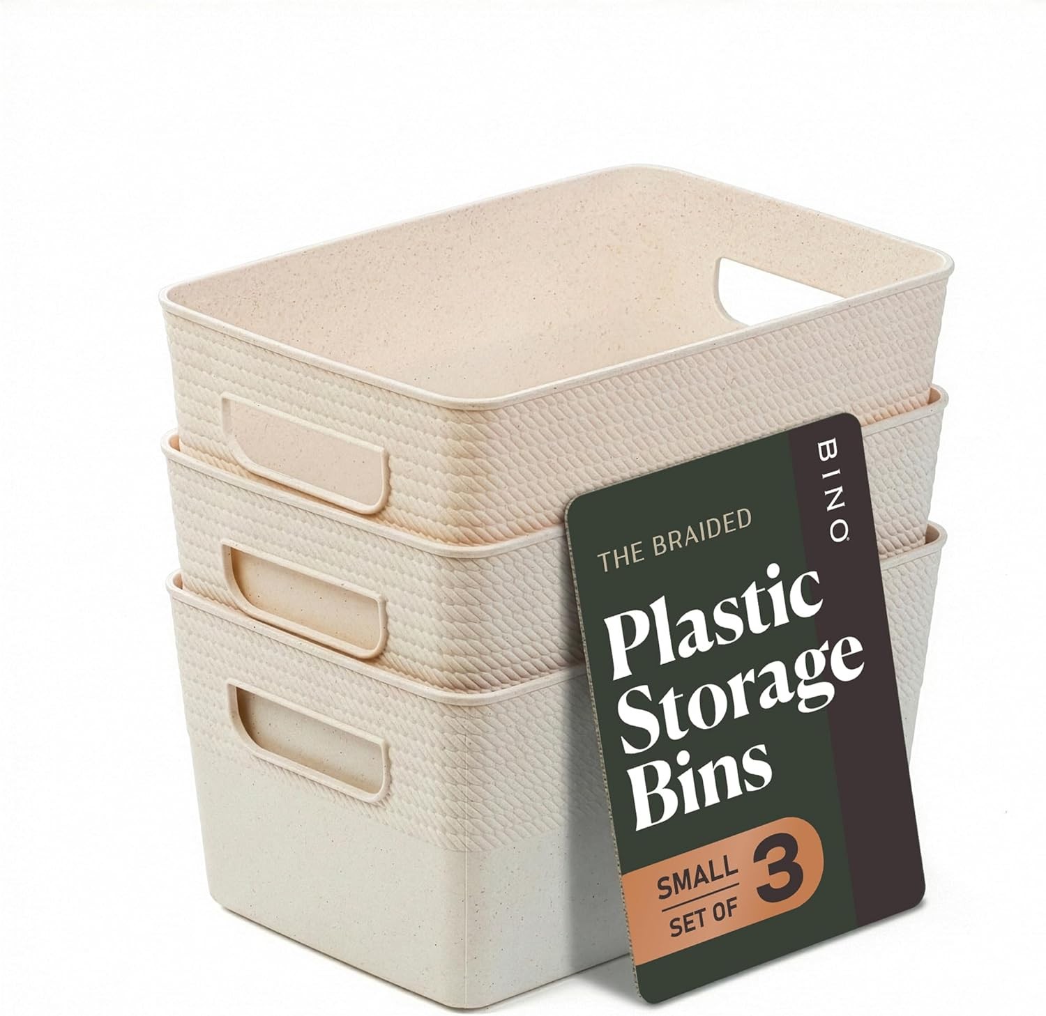 Plastic Storage Bins, 5 Liter - 3 Pack, Natural | Plastic Bins for Organization