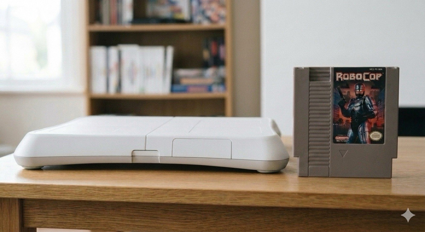 Nintendo Console Wii Fit Balance Board #RVL-021 With RoboCop NES Game Cartridge