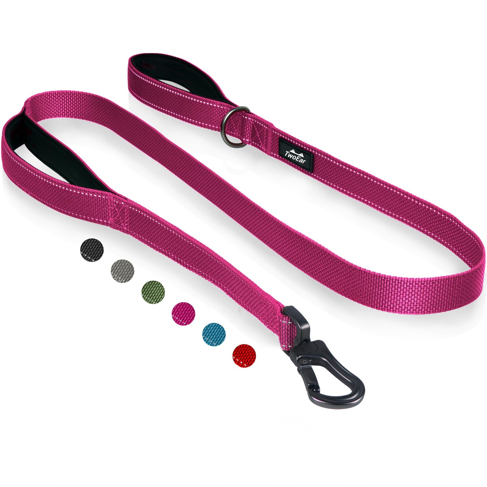 TwoEar 5FT 1IN Strong Rose Dog Leash with 2 Padded Handles, Traffic Handle Ex...